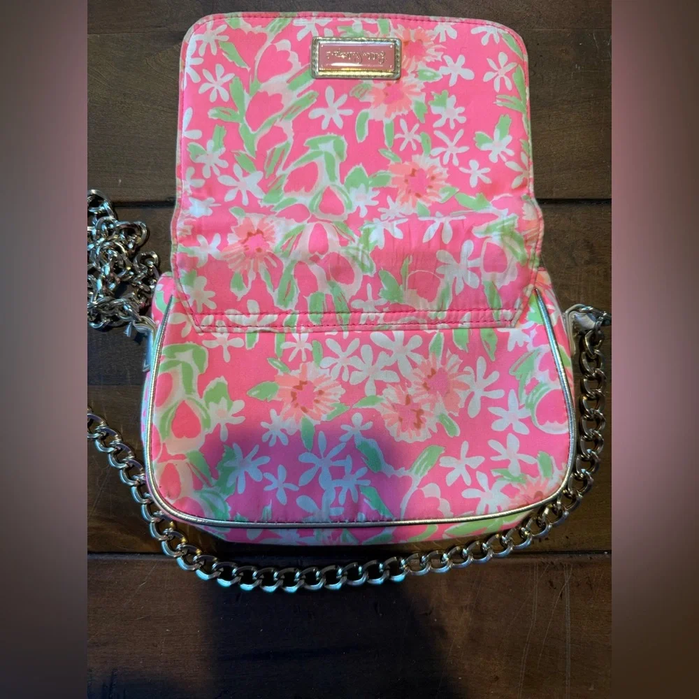 Lilly Pulitzer Pink and Green Floral Crossbody Bag